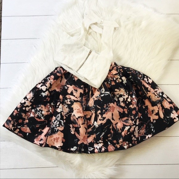 Speechless lace-contrast floral skirt 2 pc dress - Picture 4 of 5